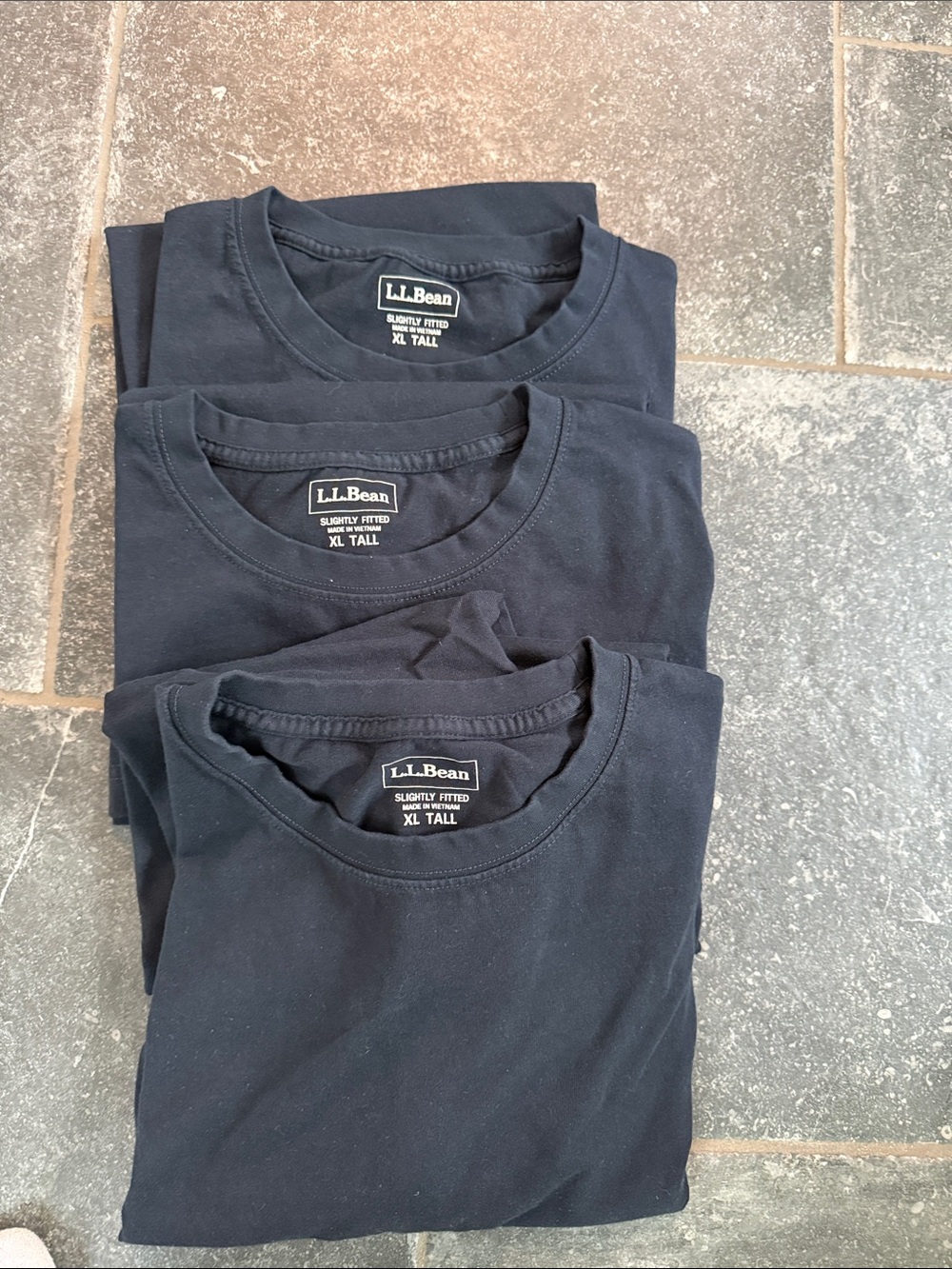 Three L.L.Bean Slightly Fitted T-Shirt Men's Black Tees XL